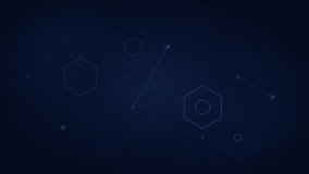Futuristic digital interface with glowing blue hexagonal elements. Dark navy background featuring neon blue glowing hexagons and tech particles in a digital HUD interface. Ideal for science fiction projects or data technology presentations. - Powered by Shutterstock - Get 15% off with code: PIKWIZARD15