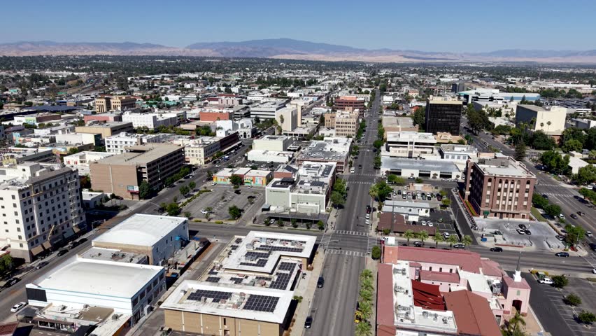 aerial high above bakersfield california