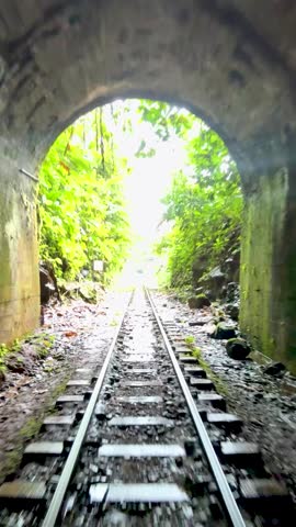 Railway tracks entering a tunnel