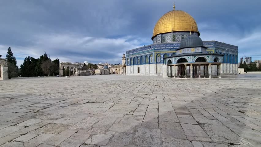 Wide View of the Dome of the Rock on the Temple Mount in the Old City of Jerusalem, Israel