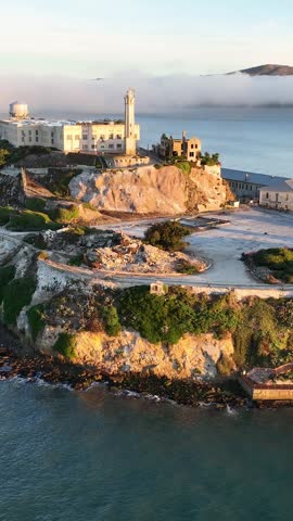 Alcatraz Island At San Francisco In California United States. Nature Island Prison. Tourism Landmark. Alcatraz Island At San Francisco In California United States.