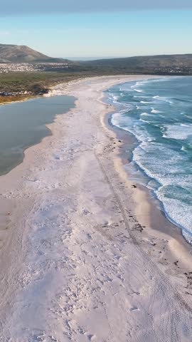 Noordhoek Beach At Cape Town In Western Cape South Africa. Amazing Beach Scene. Coastal Lake. Cape Town At Western Cape South Africa. Tourism Travel. Stunning Skyline.