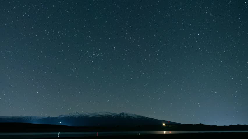 Beautiful night landscape , Milky Way  galaxy on the sky over the lake and mountains Space, night scene time lapse.