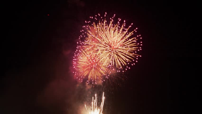 Beautiful Golden Fireworks Bursts for New Year Celebration