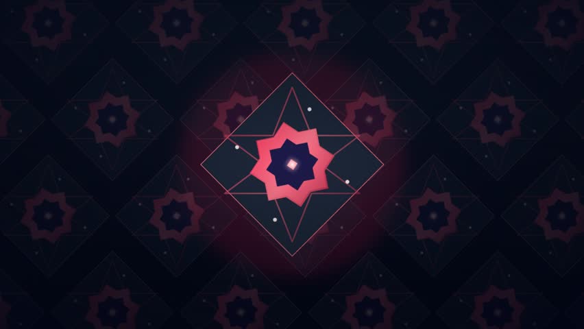 Animated abstract geometric mandala star rotating on dark background