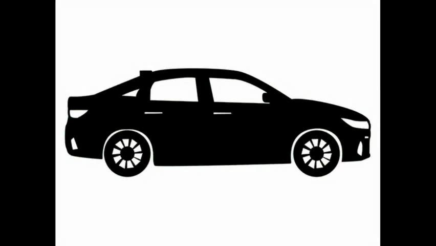Black moving car icon isolated on white background. Suitable for all businesses.	
