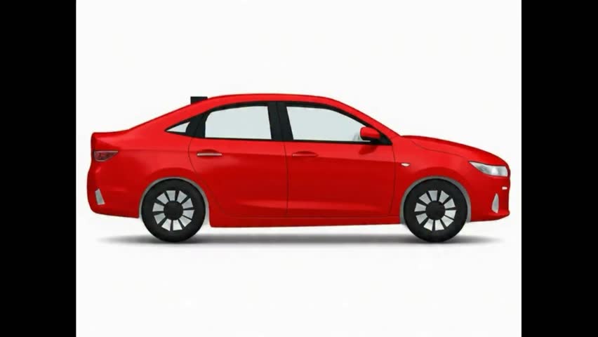 Red moving car icon isolated on white background. Suitable for all businesses.