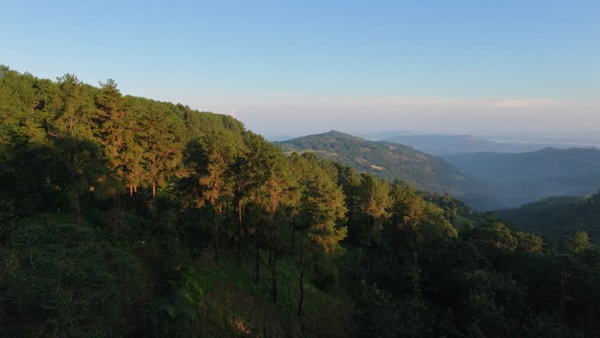 
drone view from the top of the mountain