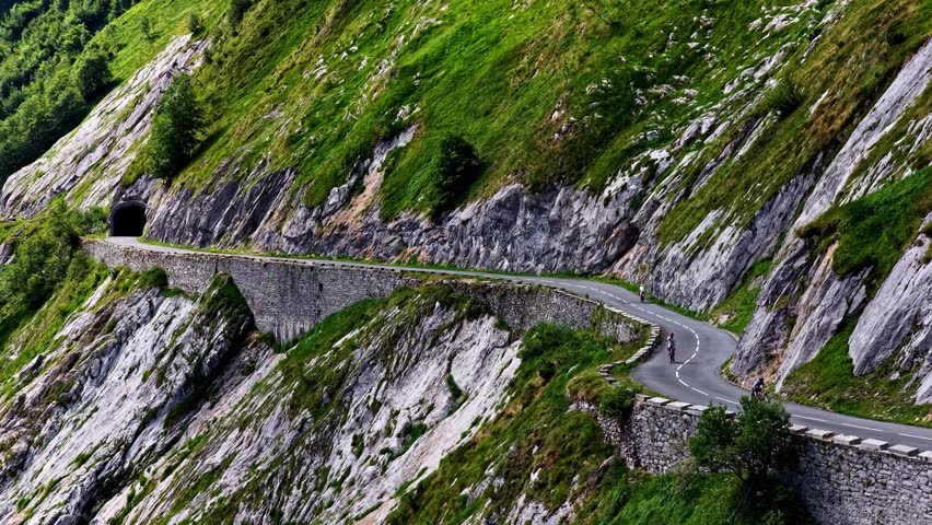 Aerial view of the winding Col d