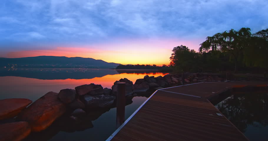 Timelapse - Sunset landscape over the lake
