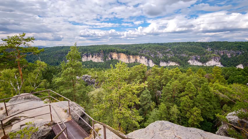 Scenic Hiking Trail on Rauenstein Ridge near Bastei in Saxon Switzerland National Park Germany