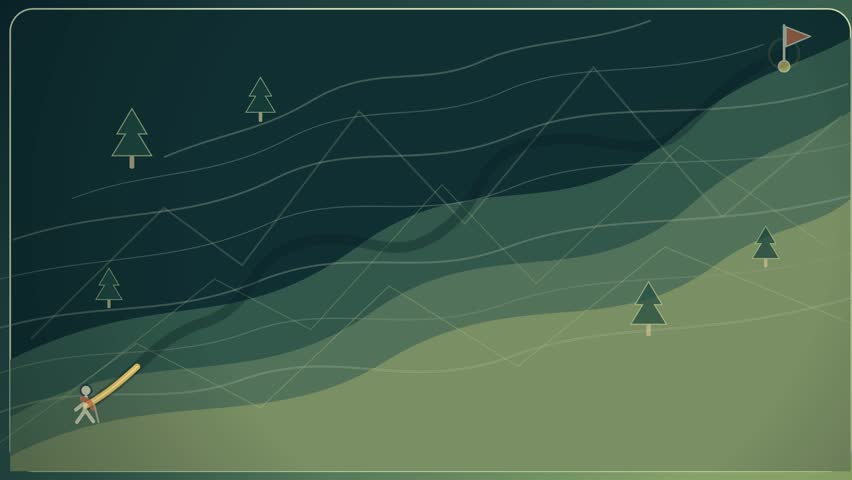 A clean 4K animated map visualizes adventure hiking route across topographic terrain map.