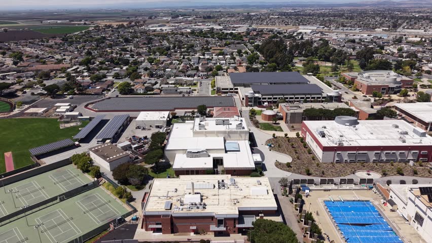 Daytime aerial footage captured by drone showcases Hartnell College