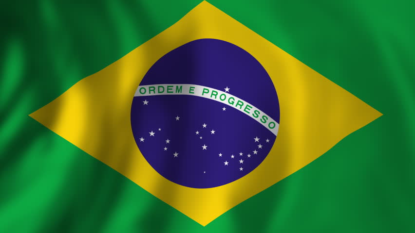 Brazilian national flag waving in the wind
