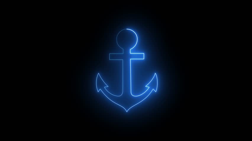 A solitary orange anchor stands out against a clean black background, representing maritime themes 4k animation video