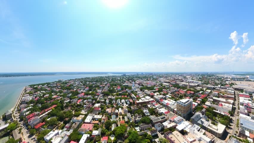 Aerial footage Broad Street Charleston South Carolina 2026