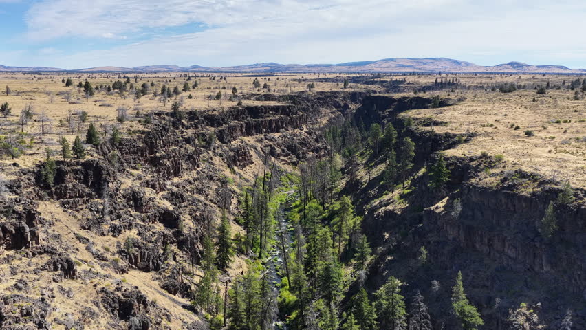 Over millennia Mill Creek has carved a 230-foot deep canyon on the Central Oregon plateau between Bend and Portland. This rugged yet scenic area of high desert is part of the Warm Springs reservation.