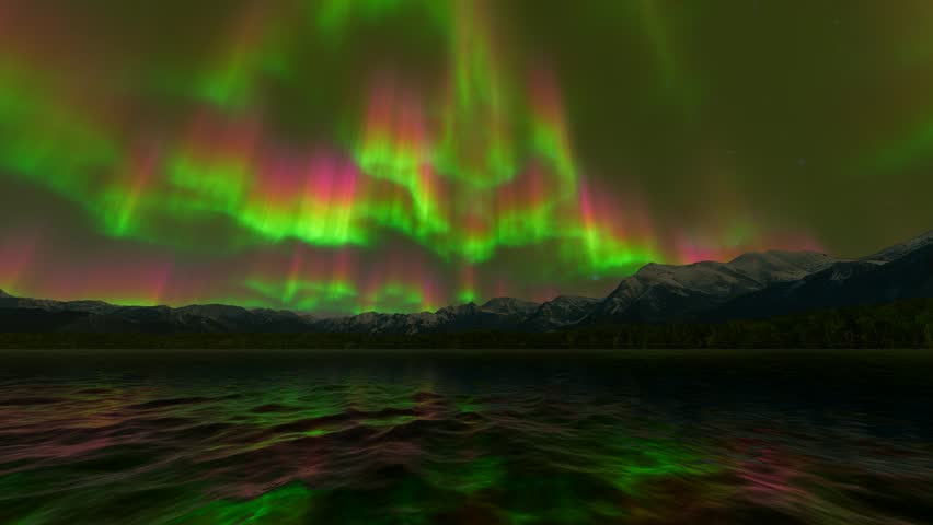Changing scenery of the Northern Lights at night