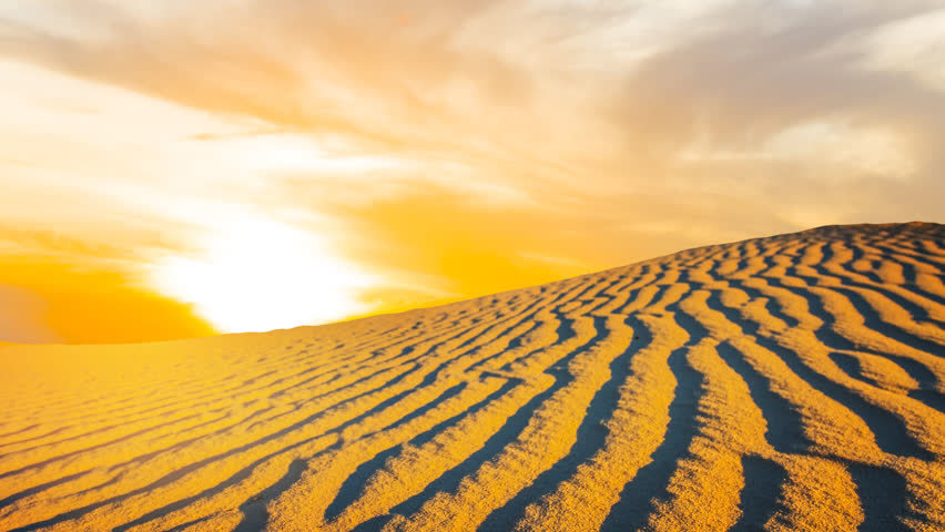 evening sandy desert landscape time lapse scene