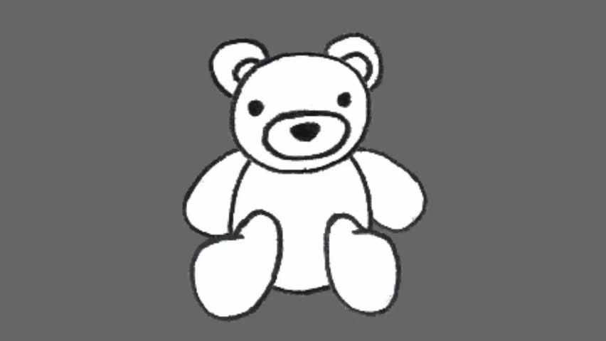 Cute animated teddy bear vector illustration icon in hand drawn doodle style on gray background
