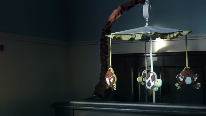 Baby mobile in action. Dolly shot.