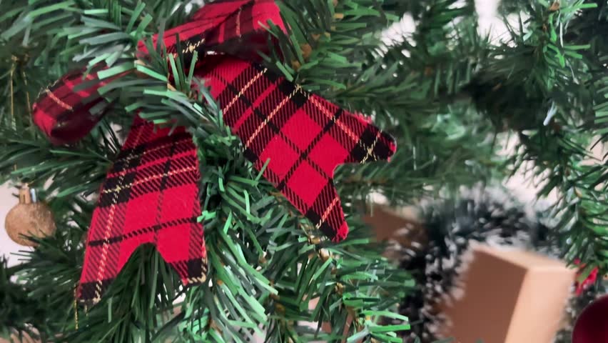Close up of Christmas tree ornaments
