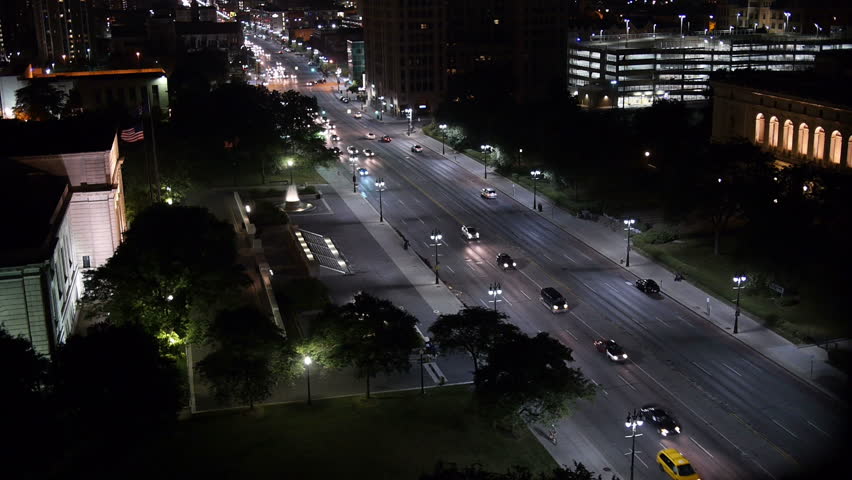 DETROIT, MI - JUNE 24: Traffic departs the 2013 Detroit Ford Fireworks Display along northbound Woodward Avenue June 24, 2013 in Midtown Detroit, MI.