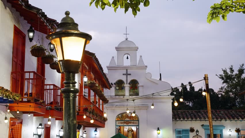 Colonial Church at Blue Hour in Pueblito Paisa Medellin Colombia