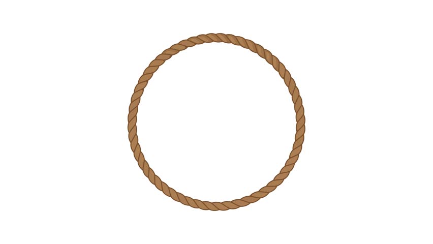 Animated circle nautical rope frame border loop on green screen and white background for marine badge, rustic banner, and motion graphic asset.