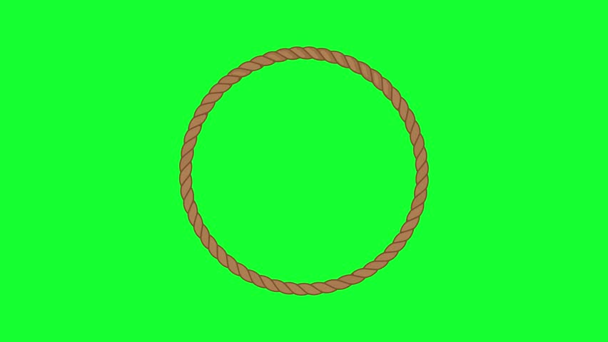 Animated circle nautical rope frame border loop on green screen and white background for marine badge, rustic banner, and motion graphic asset.