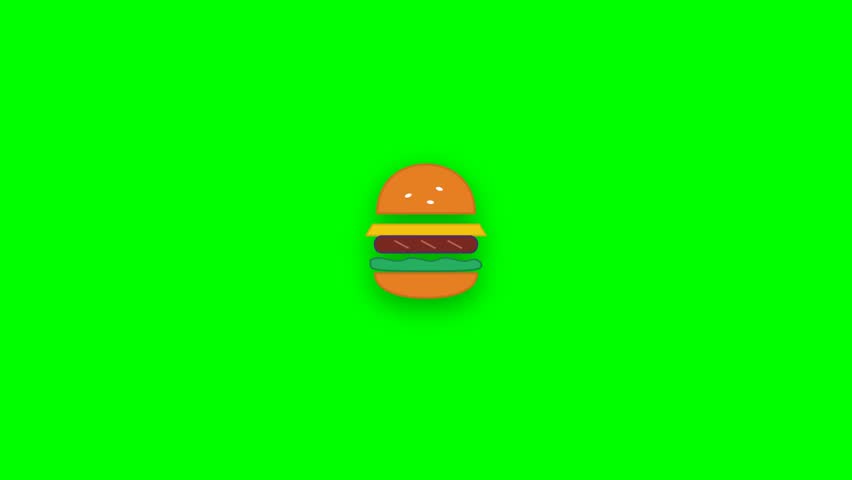 Green flat design egg with colorful striped hamburger pattern inside