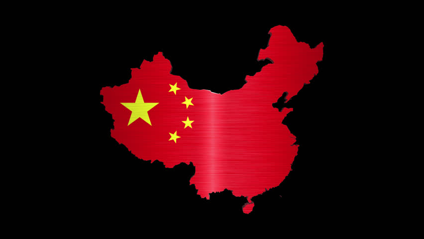 China 3D Rotating Flag Map Alpha Channel Loop