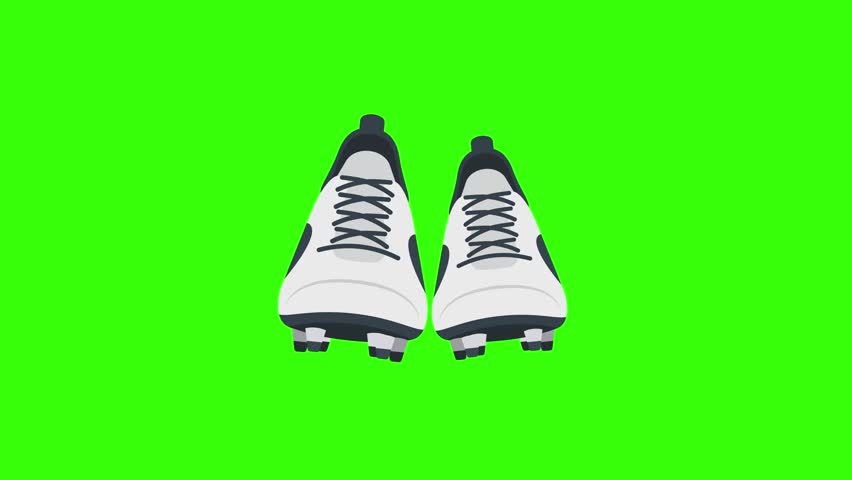 Animated Football Cleats Motion Graphic Loop on Green Screen Background