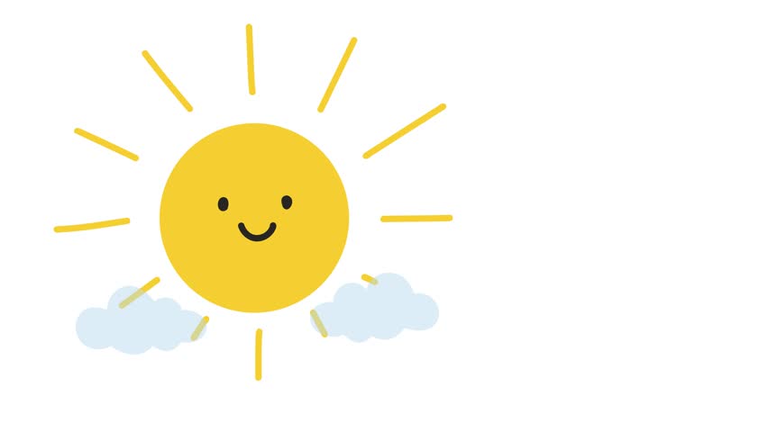 Animation of smiling sun with motivational quote
