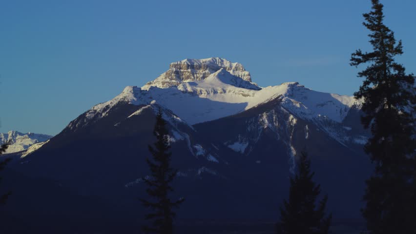 Snow Covered Rocky Mountain Peak in Banff National Park, Alberta, Canada