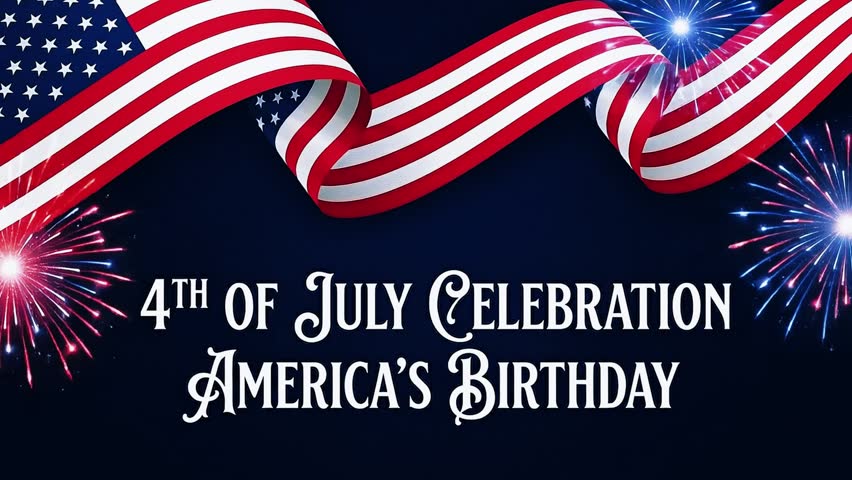 Fourth of July celebration with American flag and fireworks for Independence Day.mp4
