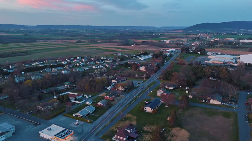 Aerial view of baseball field and forested hills in Dauphin County Pennsylvania
