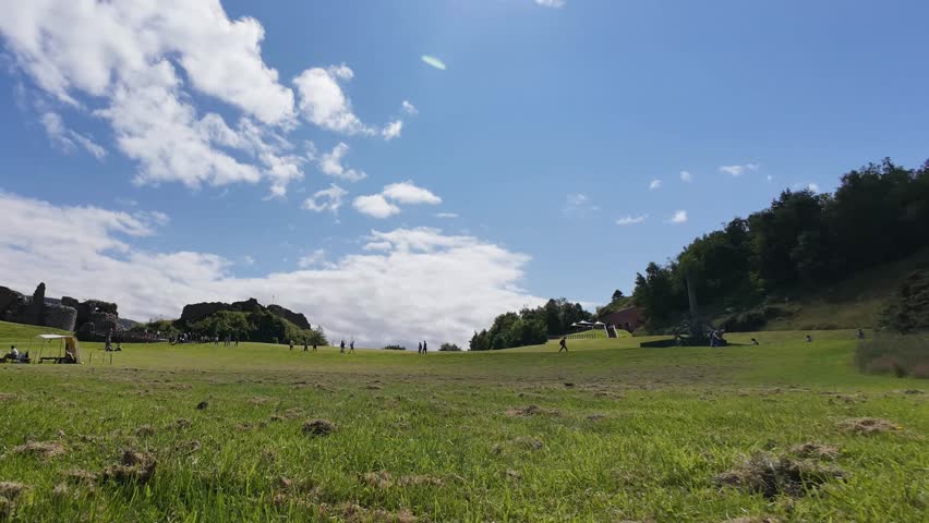 Busy Park Time-lapse on a Sunny Summer Day with Visitors Enjoying the Outdoors