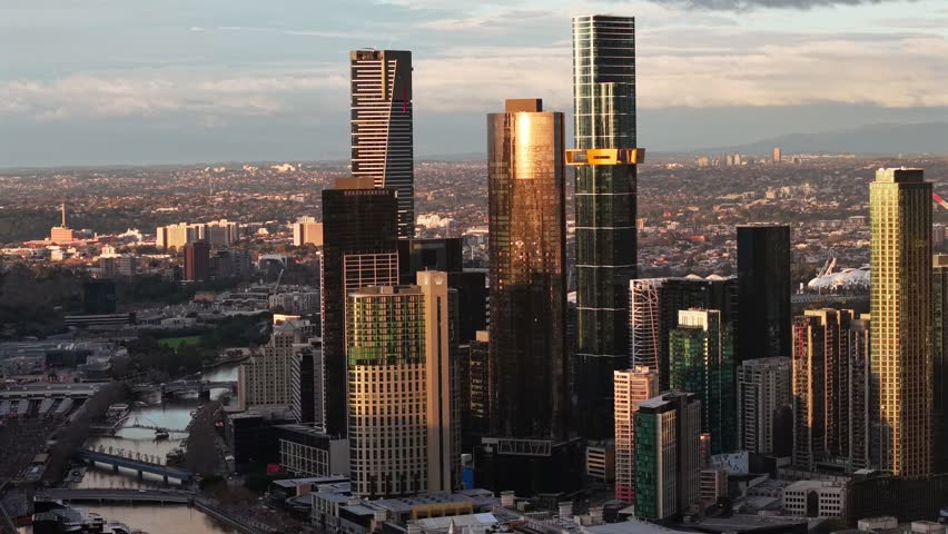 Aerial drone view of Melbourne