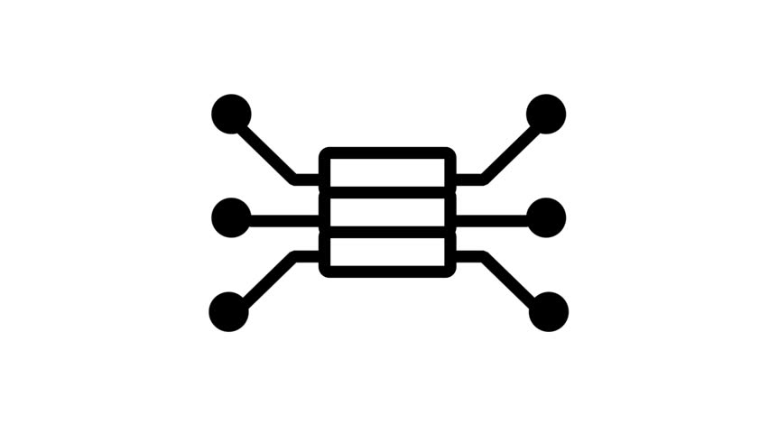 Server Network Data Routing Animated Icon. Animated vector icon displaying digital server network connection with node data transfers for cloud computing routing system footage.