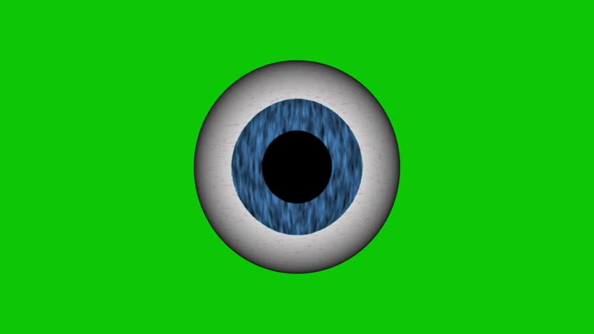 3D realistic human eyeball rotating side to side while smoothly changing iris colors between blue, green, brown, purple, and yellow on a chroma key green screen background. Ideal visual effect for medical animations, horror sci-fi projects, eye care promos, and surreal visual edits.