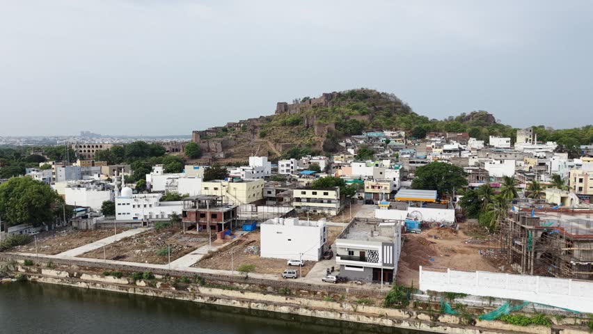 Aerial shot of Golconda Fort in Hyderabad, India