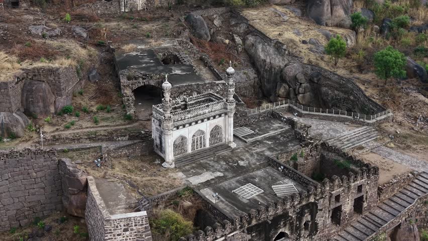 Aerial shot of Golconda Fort in Hyderabad, India