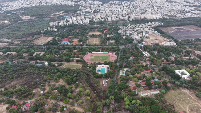 Aerial shot of play stadium in Hyderabad, India
