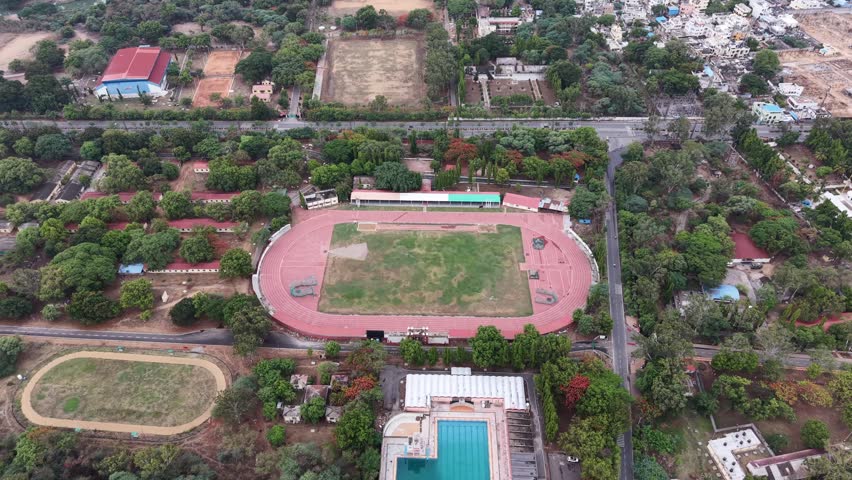 Aerial shot of play stadium in Hyderabad, India