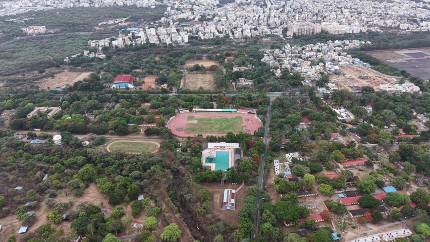 Aerial shot of play stadium in Hyderabad, India