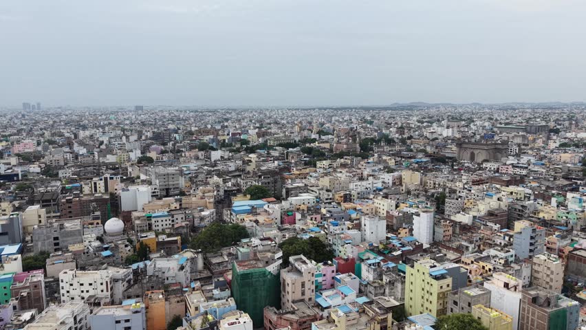 Aerial view of Hyderabad city in India