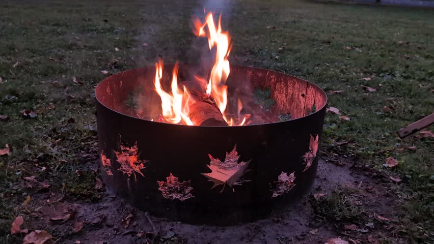 Firepit outside in Ontario summer