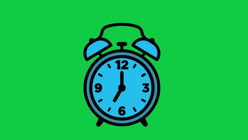 Blue Alarm Clock Icon Chroma Key Motion Graphic