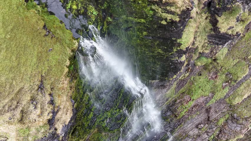 Waterfall running upwards - The Devils Chimney near Glencar Lough, Ireland